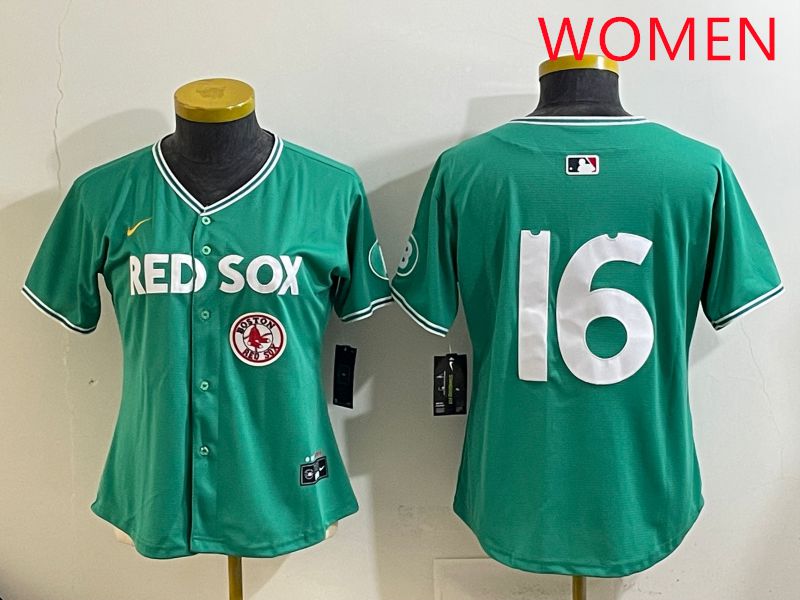 Women Boston Red Sox #16 No Name Green Joint Name Nike 2025 MLB Jersey style 10->women mlb jersey->Women Jersey